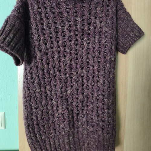 Sisley purple thick knitted winter dress like new, medium size