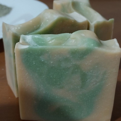 Handmade soap with aloe vera, pumpkin, green clay, avocado oil