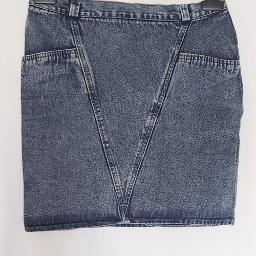 Denim skirt vintage with ruffles, used, size M