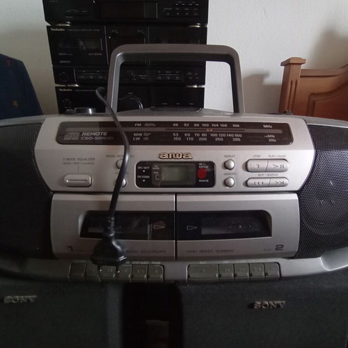 Aiwa portable radio cassette player used with two decks and CD