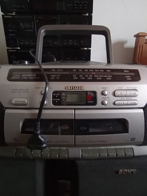 Aiwa portable radio cassette player used with two decks and CD