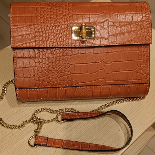 Leather crossbody bag new orange