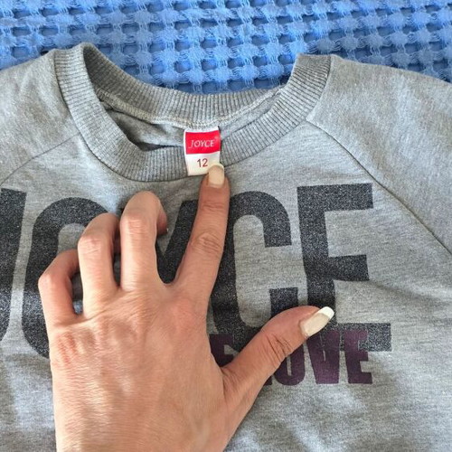 Joyce children's sweatshirt size 12, grey and purple, self-love