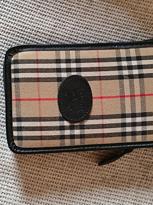 Burberry vintage makeup bag leather and fabric like new, beige