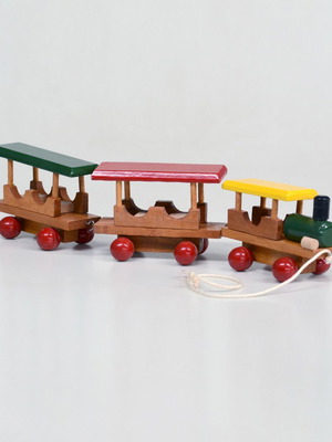 Ξύλινο Τρενάκι Zotas Toys 1970s σαν καινούργιο, vintage παιχνίδι με κουτί