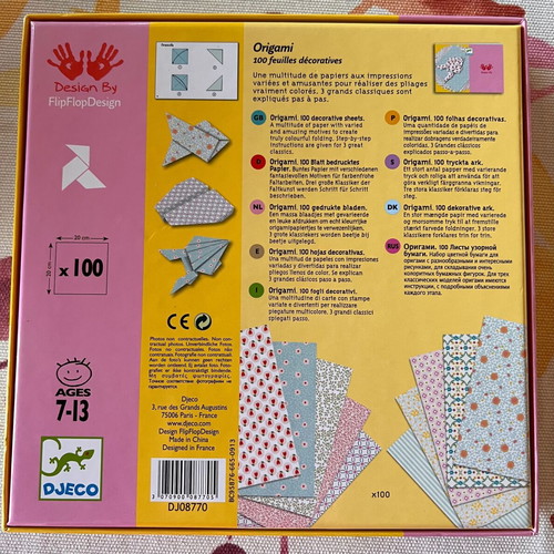Djeco Origami paper sets used, colorful sheets for crafts