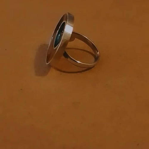 Silver 925 ring with liquid glass in autumn colors new