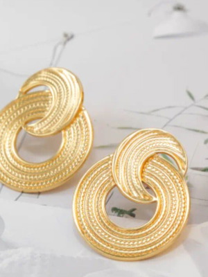 Earrings stainless steel gold color new