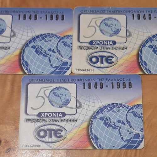 OTE phone cards 50 years, pack of 3