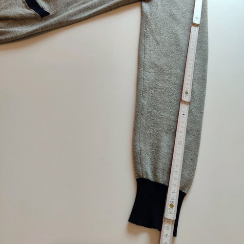 Alcott cotton cardigan M like new, light gray with dark blue details
