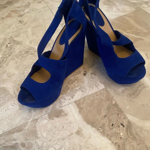Bershka blue platform shoes used, size 38, heel height 12.5 cm