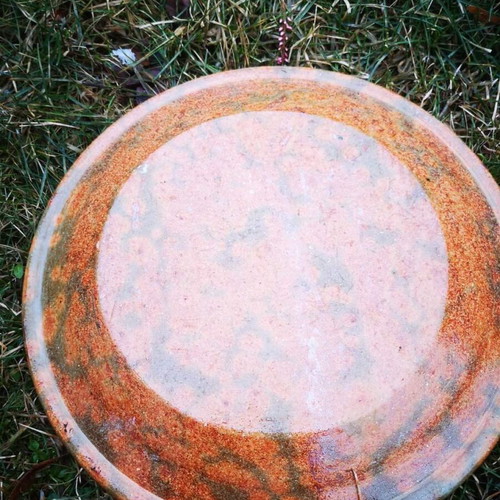 Vintage ceramic platter used, handmade