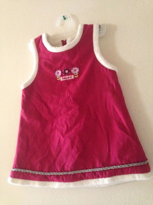 Mothercare red dress with fur lining 9-12 months vintage 2000s