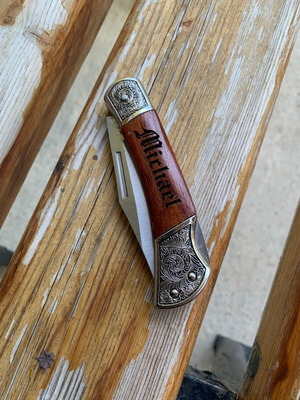 Lockback knife with Michael logo used