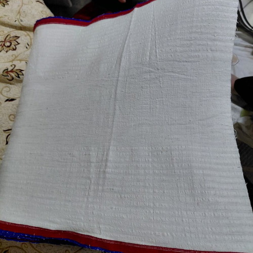 Traditional Argaleiou Fabric new, white with red-blue stripes