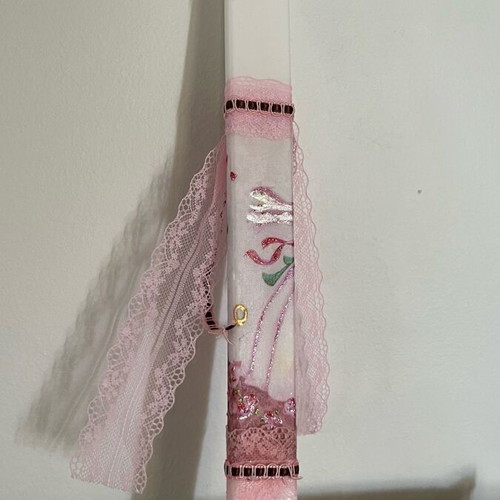 Painted candle with acrylic colors and decoupage new