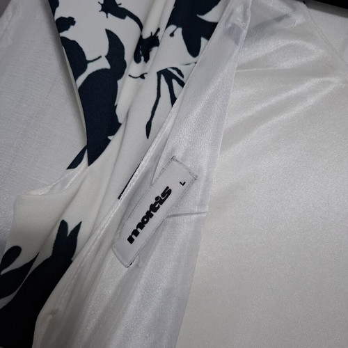 Mattis Floral Midi Dress size L like new, white with navy and pink roses