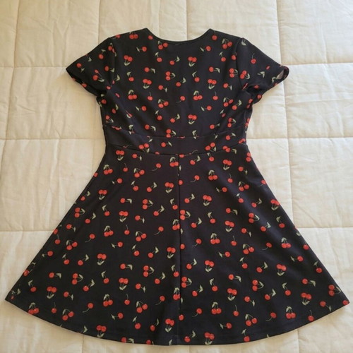 Black Sun dress with cherries like new