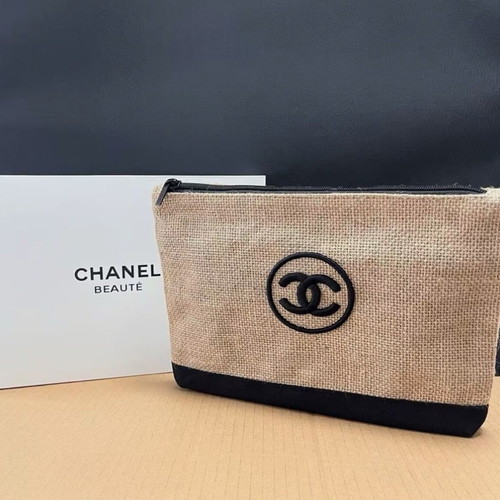 Chanel Beauty Eco Jute VIP Cosmetic Bag, black and beige
