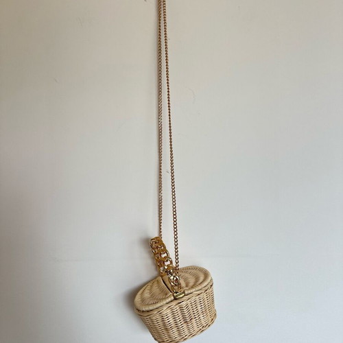 Versace bamboo basket bag new, beige and gold