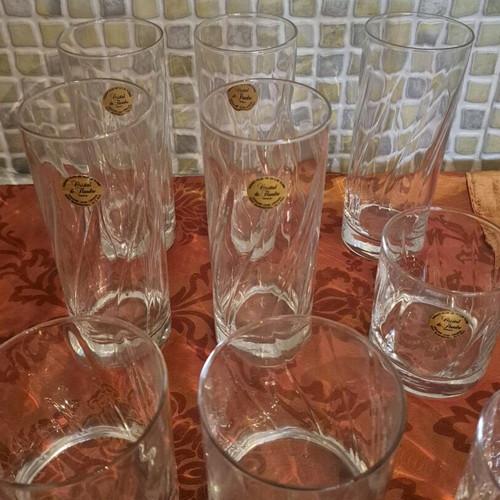 Crystal glasses for water, whiskey and wine new, set of 11 pieces
