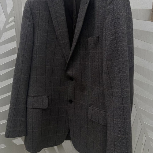 Loro Piana men jacket Superfine Wool gray checked size 54 like new