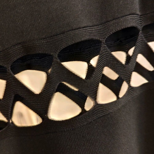 H&M black dress new, fitted mini turtleneck with waist detail