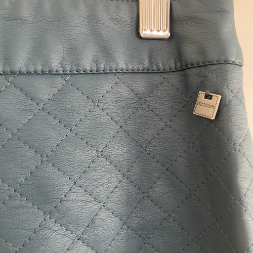 Attrattivo leather mini skirt like new, petrol color, quilted pattern, size L