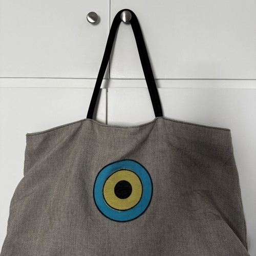 Christina Malle Shoulder Beach Bag used, large gray with eye design