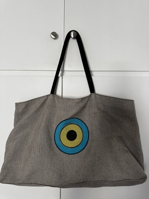 Christina Malle Shoulder Beach Bag used, large gray with eye design