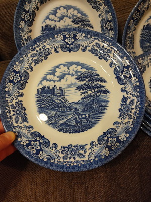 Vintage Arnik English Plates Set of 12 used, countryside design