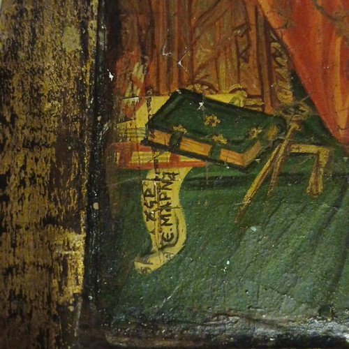 Wooden hand-painted icon of Saint Aikaterini used