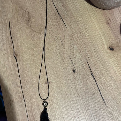 Long necklace with tassel new, black