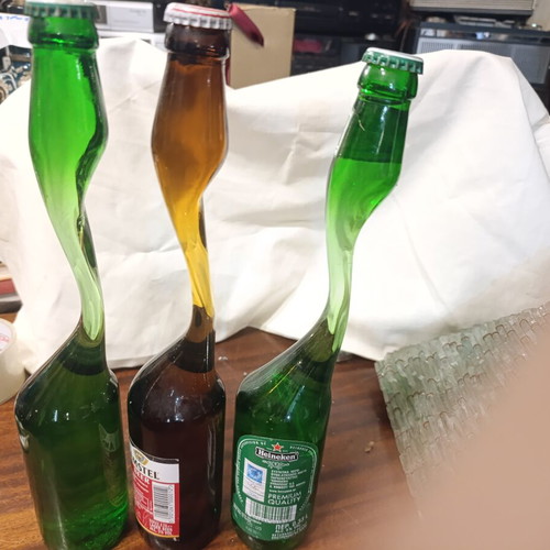 Collectible Twisted Neck Beer Bottles pack of 3 used, sealed