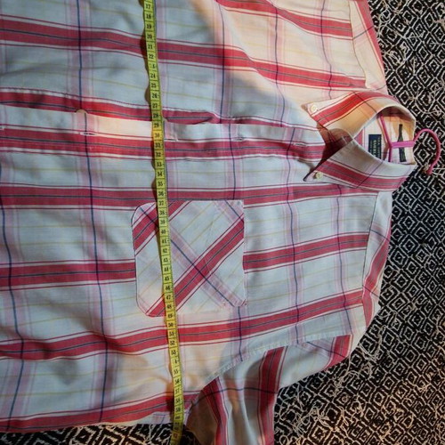 GUEBLA long-sleeve shirt used, white-red checkered with yellow stripes