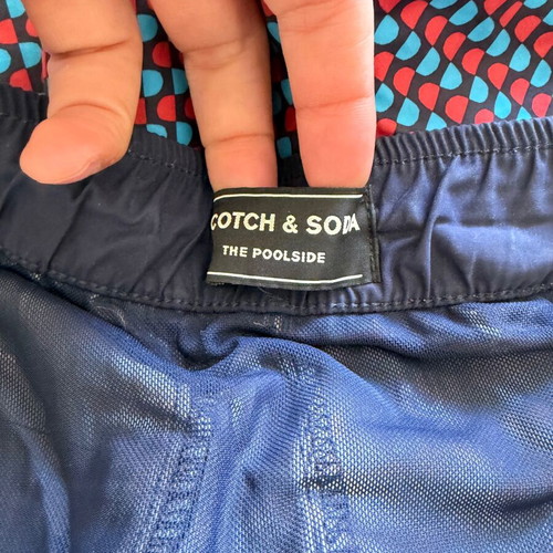 Scotch & Soda men's swim shorts used, size Large, blue and red