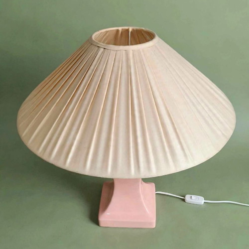 Vintage 80s XXL pink ceramic table lamp