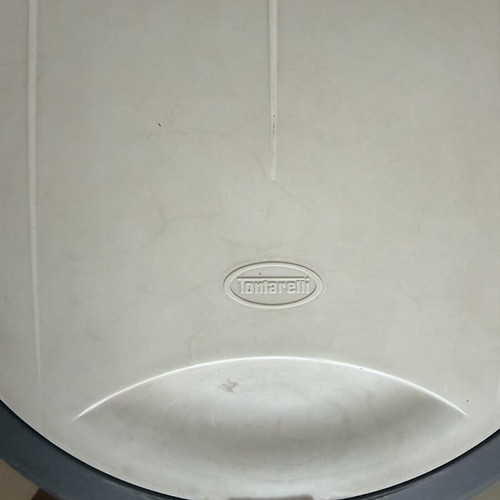 Trash bin with push button lid