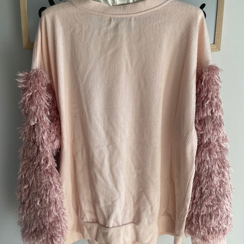 Bershka women's blouse No M used, pink with unique sleeves