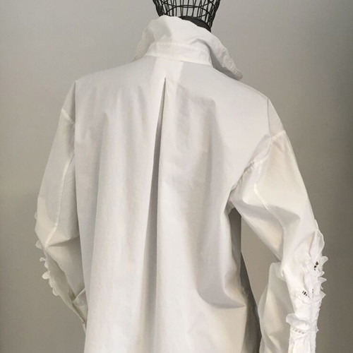 Forte Forte En Fleur shirt used, white cotton poplin with floral embroidery