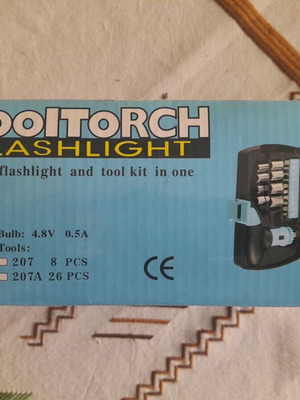 Flashlight/tool kit like new, multi screwdriver with 10 bits and sockets