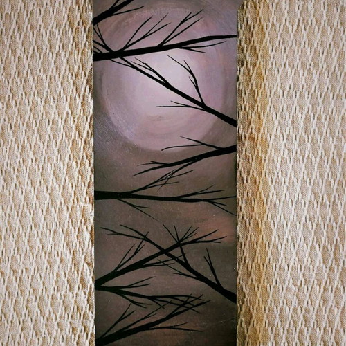 Handmade painting acrylic on wood new 40x15cm