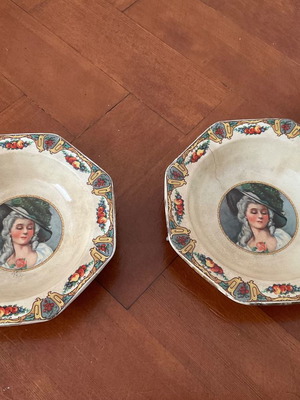 Ironstone bowls England Victorian era set of 2 with imperfections