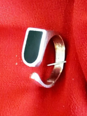 Minimalist 925 Silver Ring with Black Onyx, Adjustable