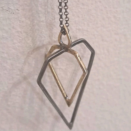 Geometric Silver Necklace 925 with Oxidized Chain like new