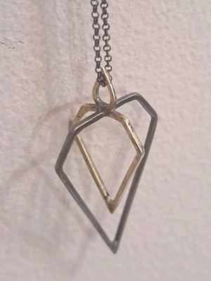 Geometric Silver Necklace 925 with Oxidized Chain like new