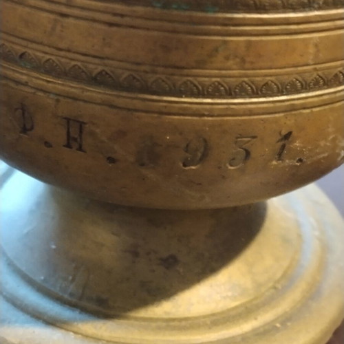 Collectible bronze mortar and pestle 1931 used, heavy ~3kg