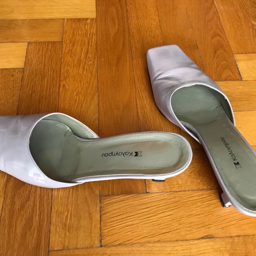 Kalogirou purple leather mules refurbished, size 38.5