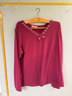 Hooray XXL/XXXL blouse burgundy with strass details like new