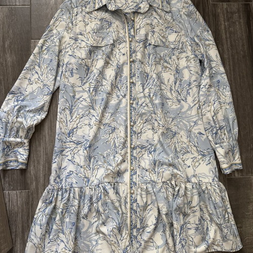 Junona dress like new, size S 36, beige and blue with belt